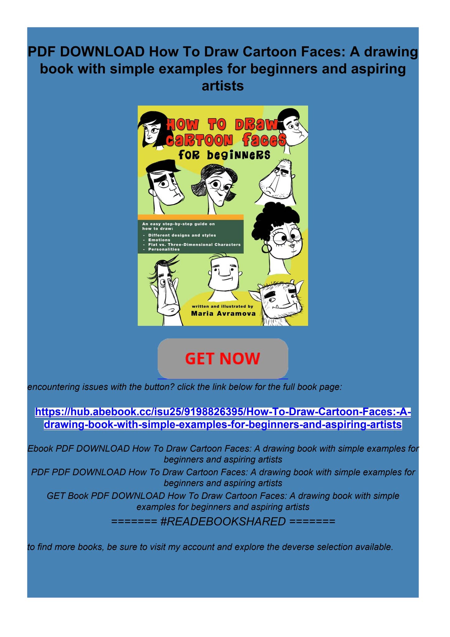 PDF DOWNLOAD How To Draw Cartoon Faces: A drawing book with simple ...