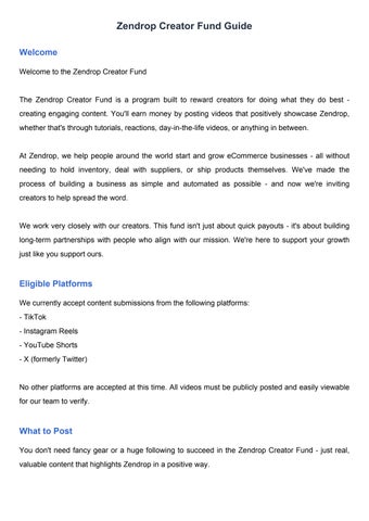 Zendrop_Creator_Fund_Guide by Elliot Goldman - Issuu