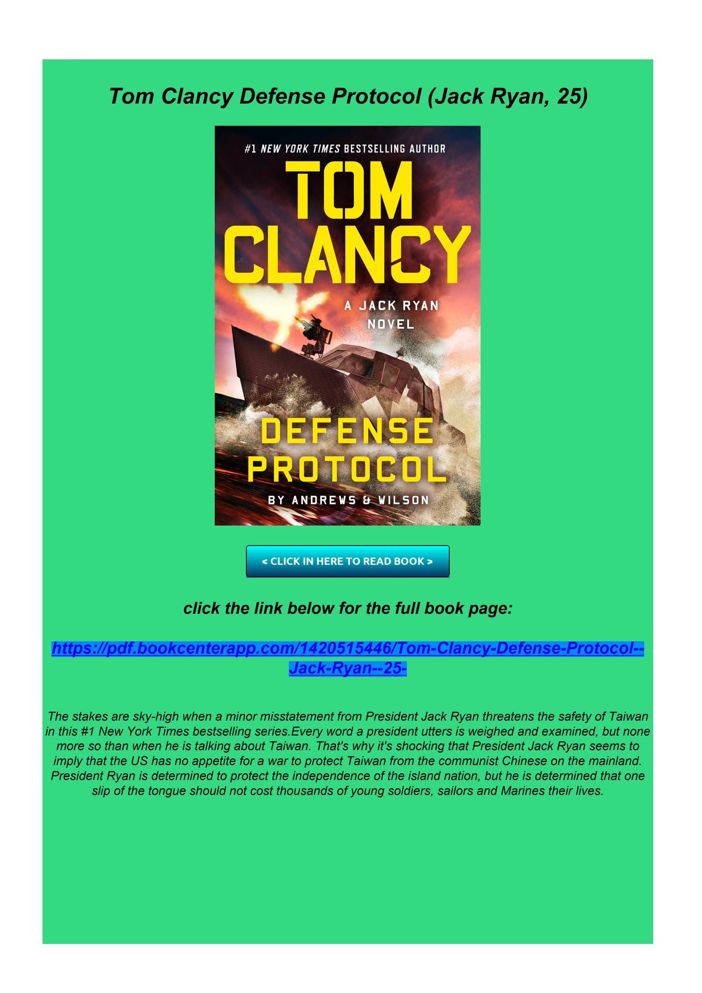 Epub PDF Tom Clancy Defense Protocol (Jack Ryan, 25) by ...