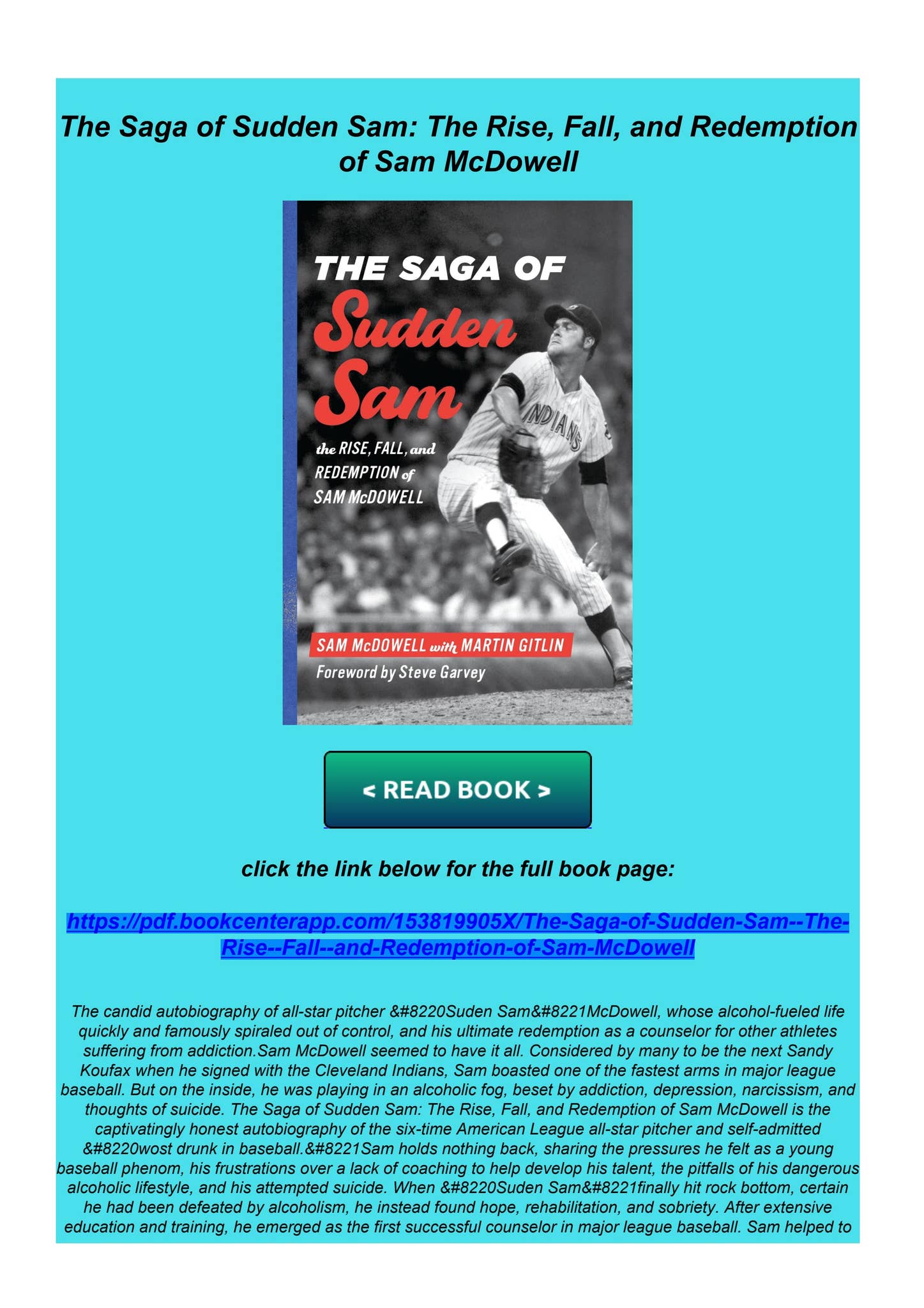 Saga Of Sudden Sam - McDowell - Livres