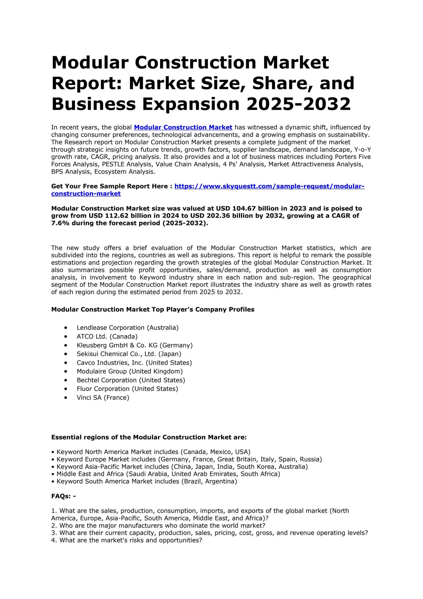 Modular Construction Market Report by SkyQuest Technology Group - Issuu