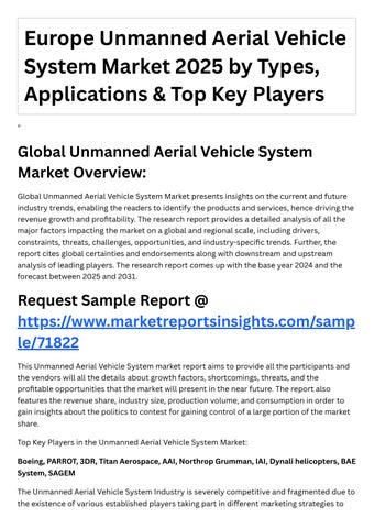 Europe Unmanned Aerial Vehicle System Market 2025 by Types ...