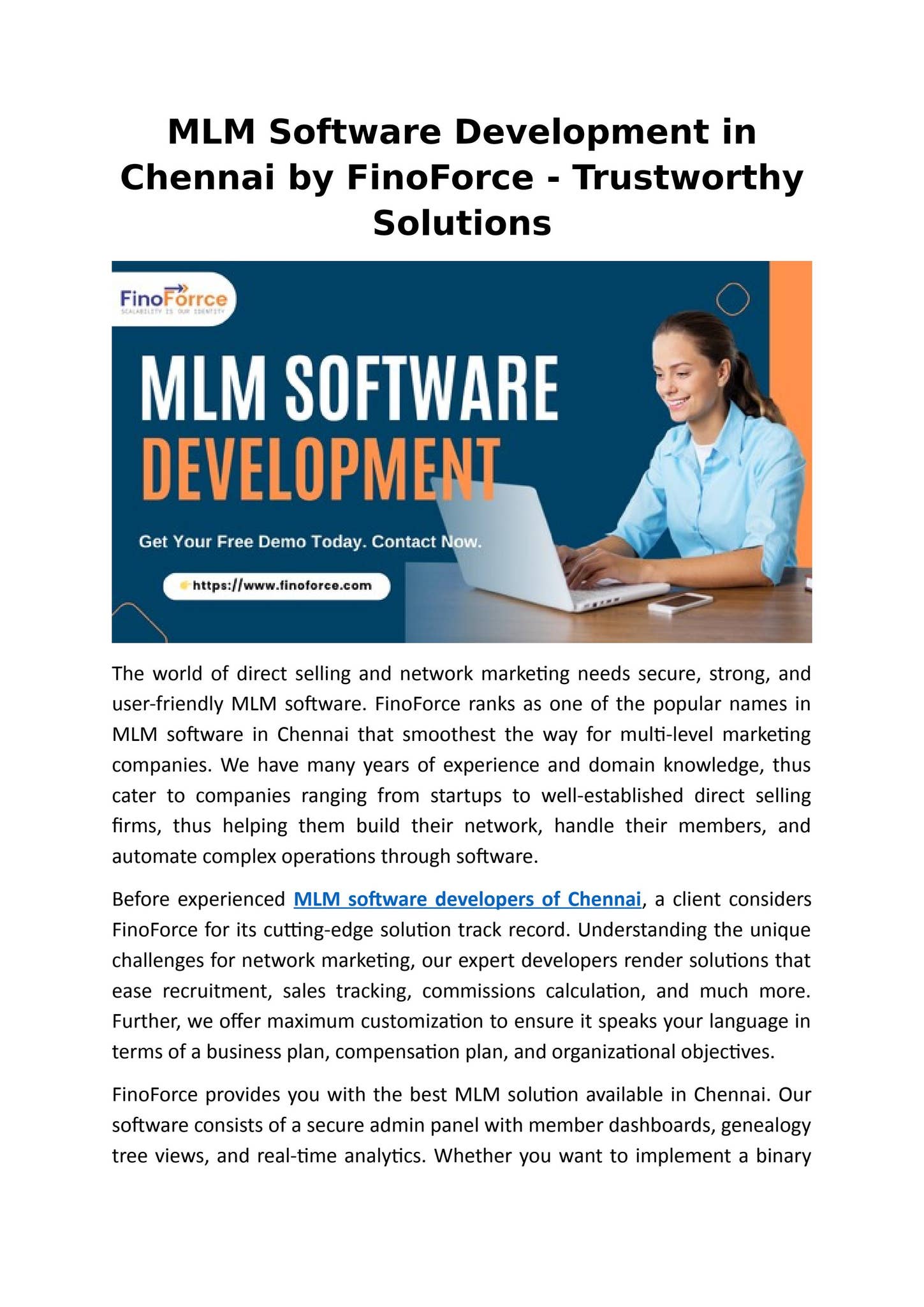 MLM Software Development in Chennai by FinoForce - Trustworthy Solutions by  Finoforce digital - Issuu