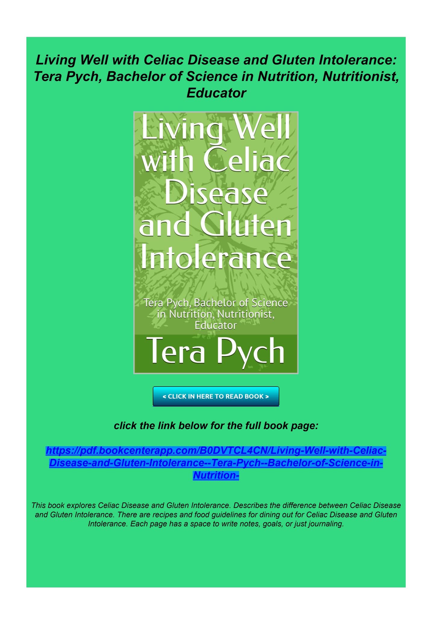 Get PDF Living Well with Celiac Disease and Gluten Intolerance: Tera ...
