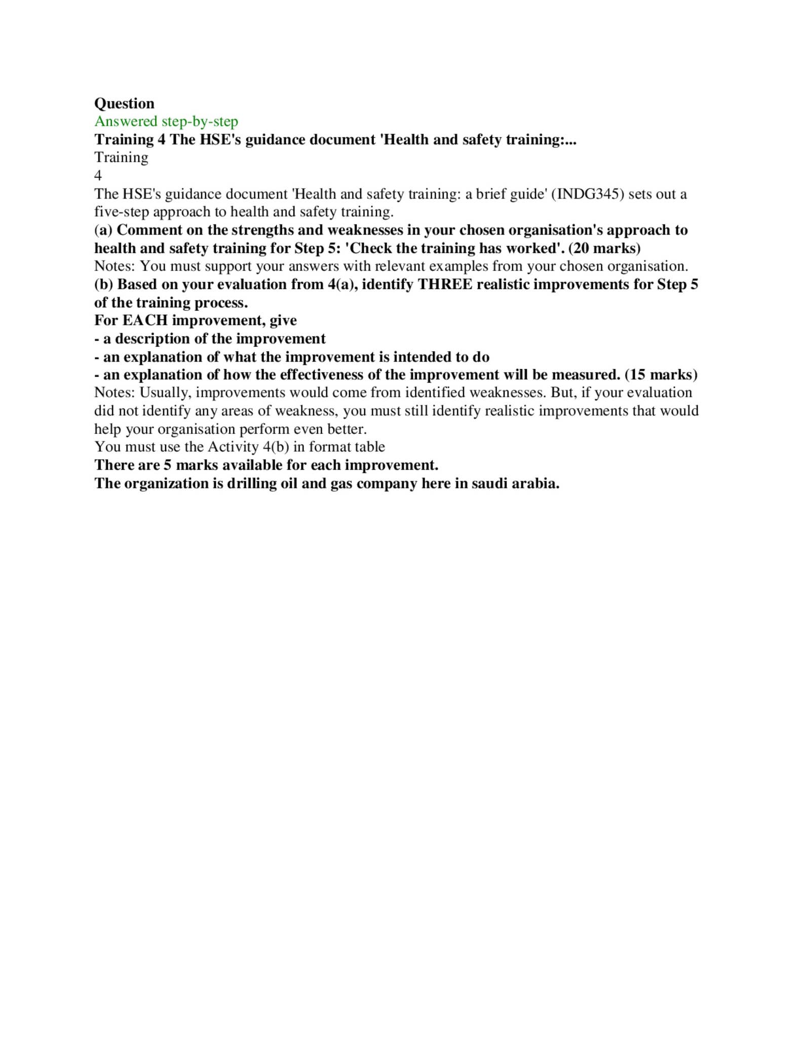 HSE's guidance document 'Health and safety training: a brief guide ...