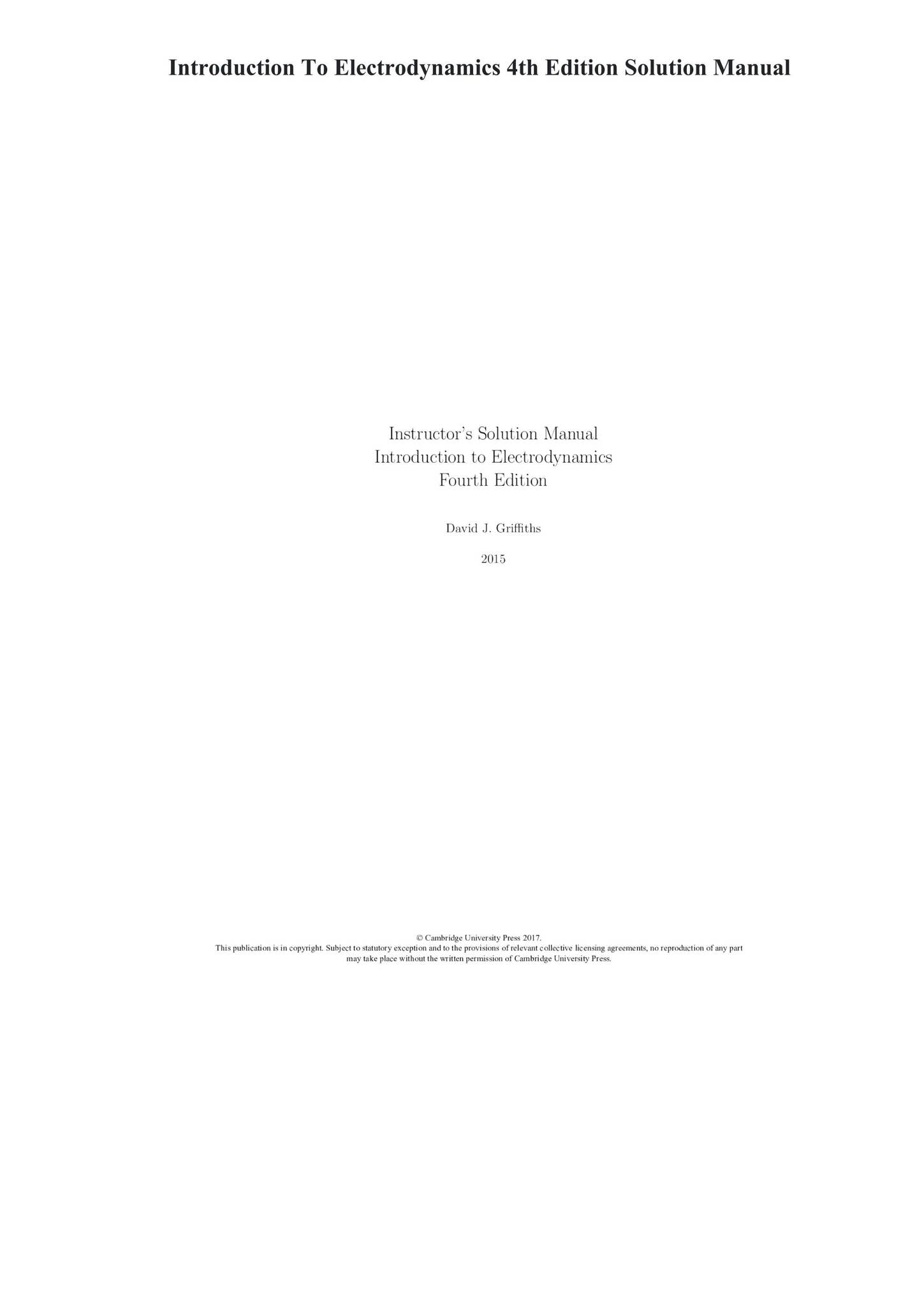 Introduction To Electrodynamics 4th Edition by David J. Griffiths ...