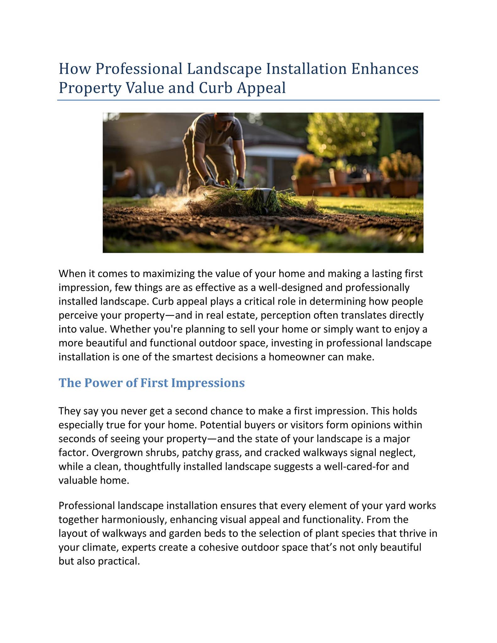 How Professional Landscape Installation Enhances Property Value and ...