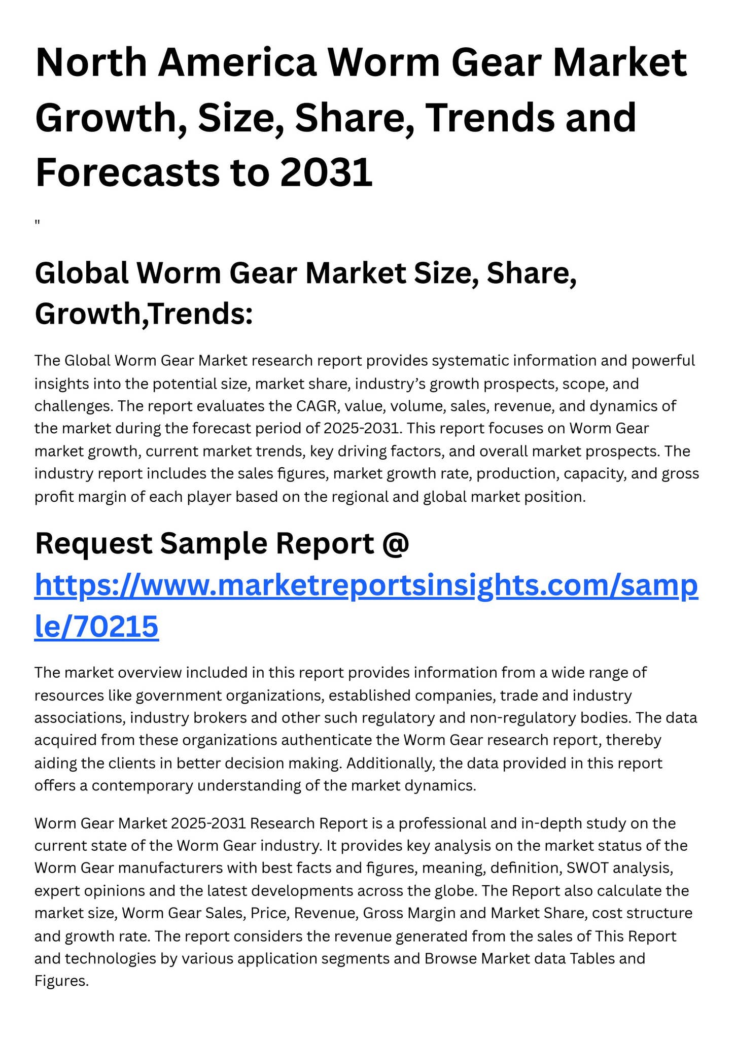 Gallery Detail: North America Worm Gear Market Growth Size Share Trends And