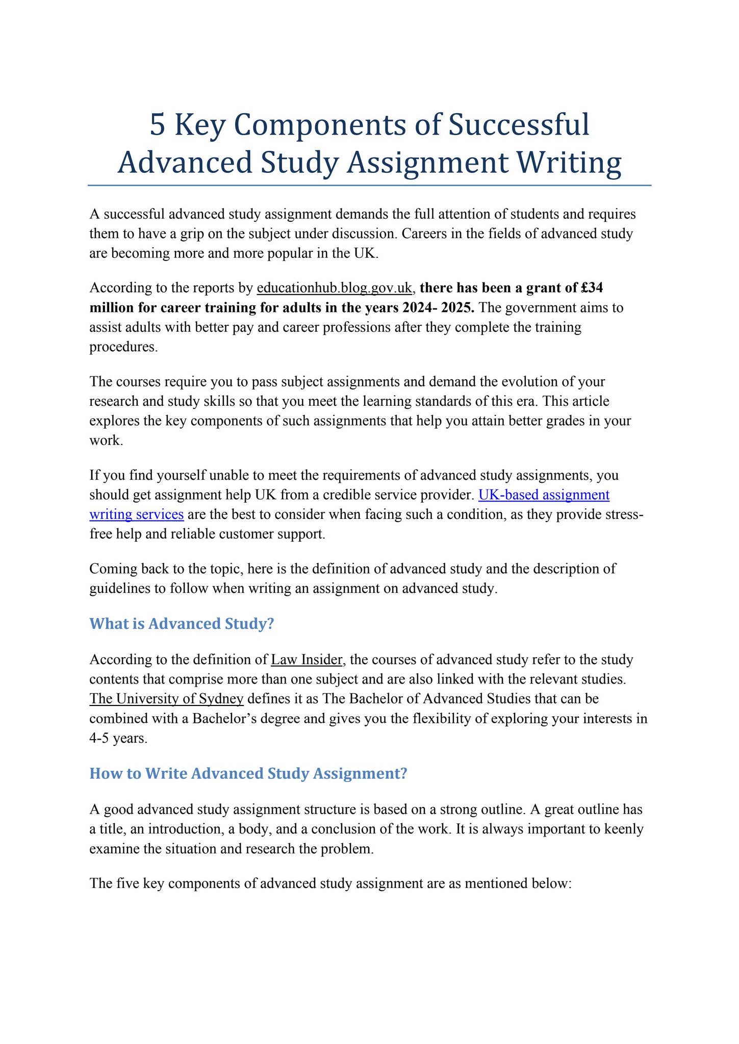 5 Key Components of Successful Advanced Study Assignment Writing by ...
