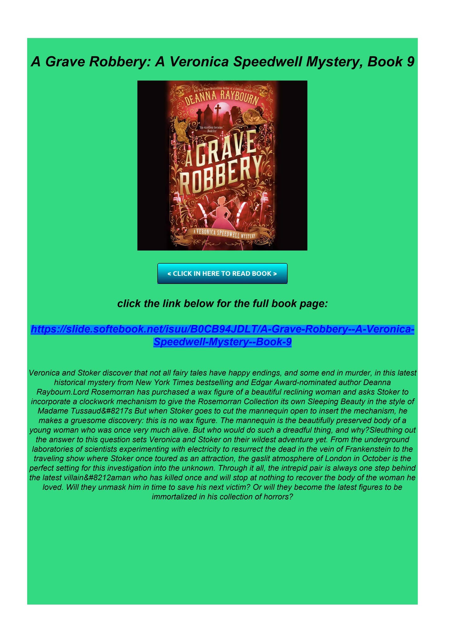 Robber Pdf GEt PDF A Grave Robbery: A Veronica Speedwell Mystery, Book 9 by ...