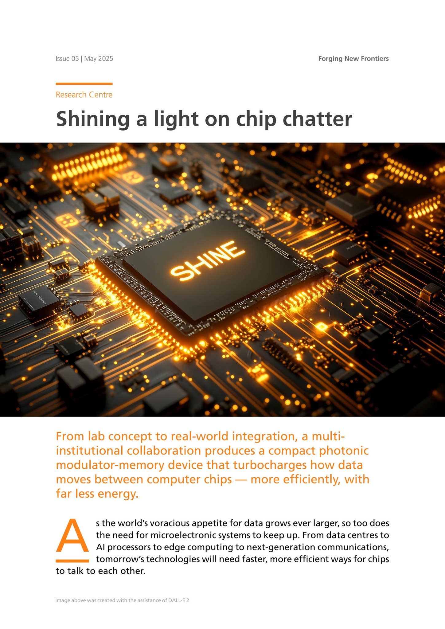 Issue 05 - Shining a light on chip chatter by NUS-CDE - Issuu