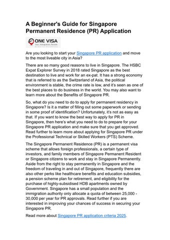 A Beginner's Guide for Singapore Permanent Residence (PR) Application ...