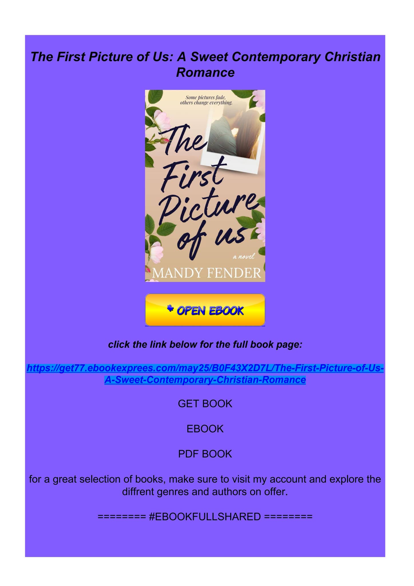 READ[PDF] The First Picture of Us: A Sweet Contemporary Christian Roma ...