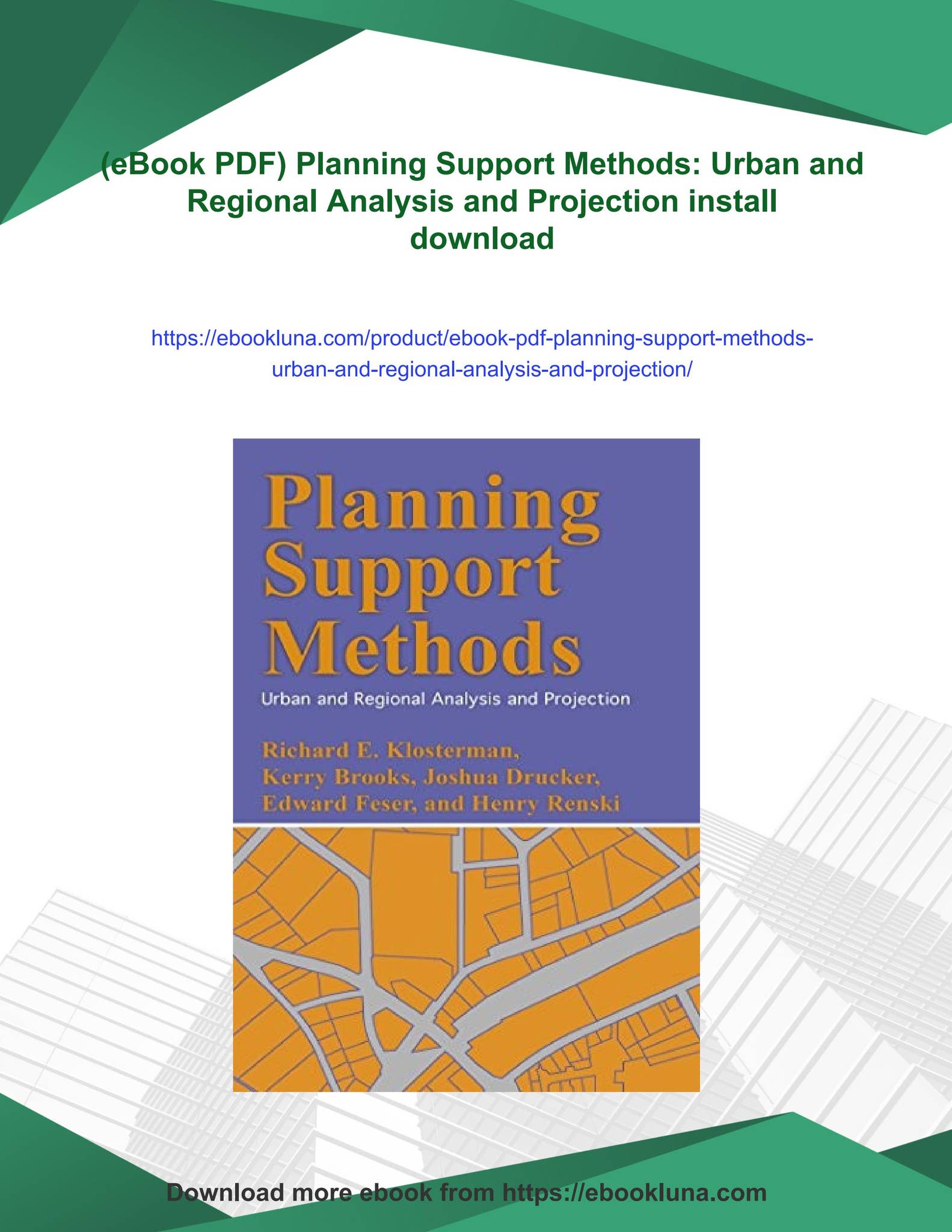 (ebook pdf) planning support methods: urban and regional analysis and ...