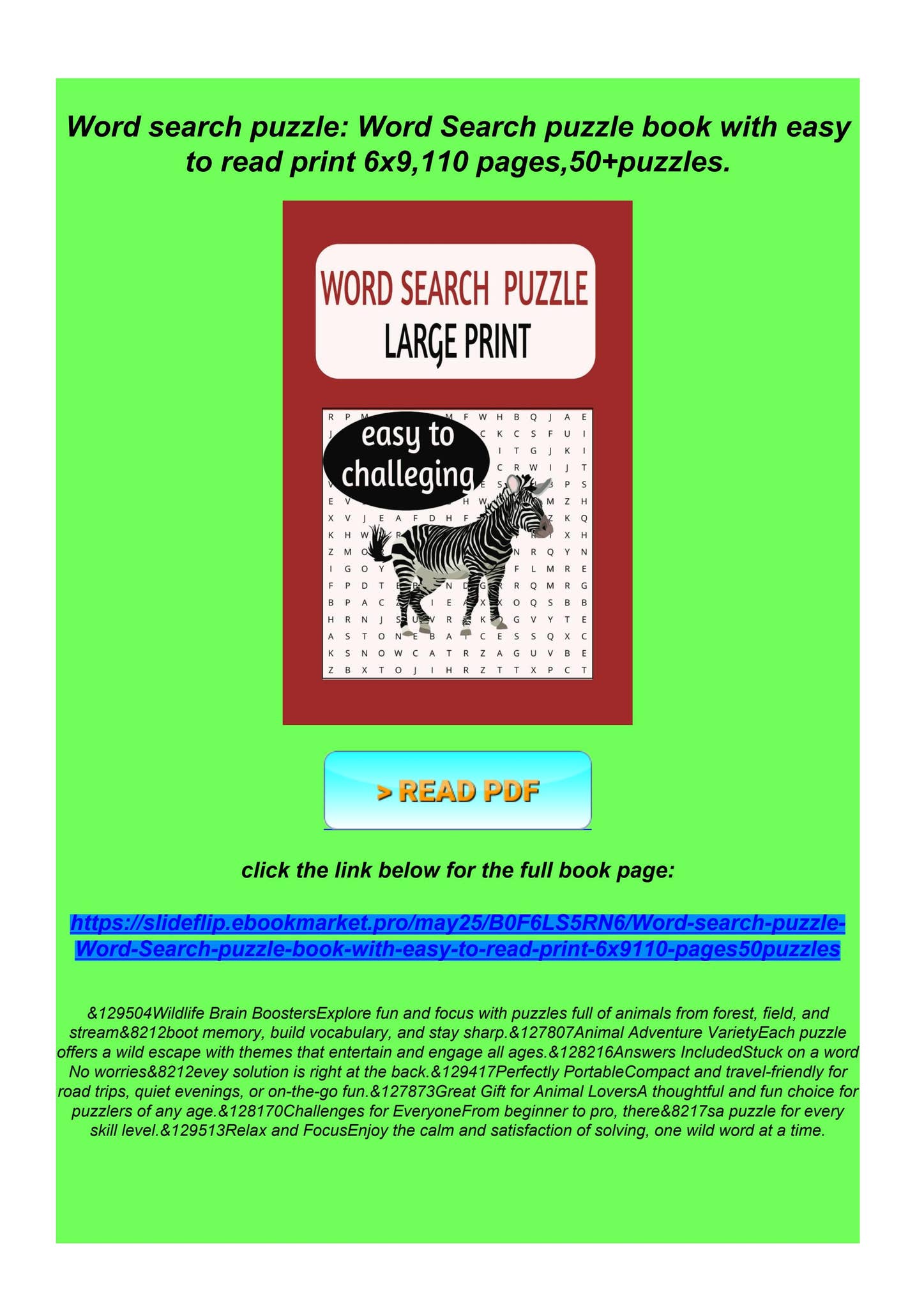 [PDF] Word search puzzle: Word Search puzzle book with easy to read pr ...