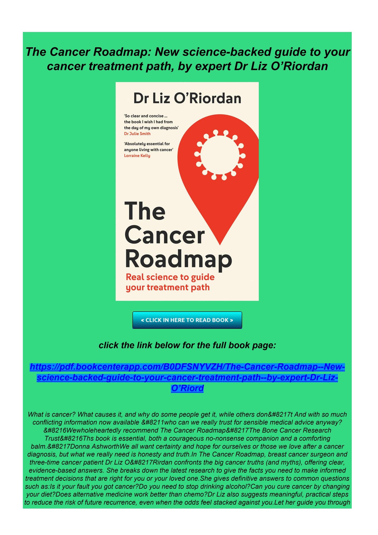 Ebook PDF The Cancer Roadmap: New science-backed guide to your cancer ...