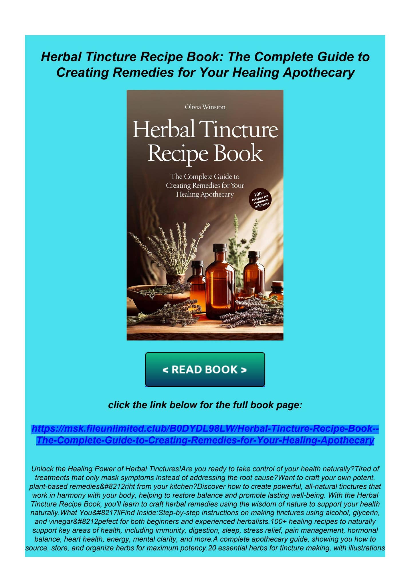 Tincture Recipes.pdf Ebook PDF Herbal Tincture Recipe Book: The Complete Guide to Creating ...