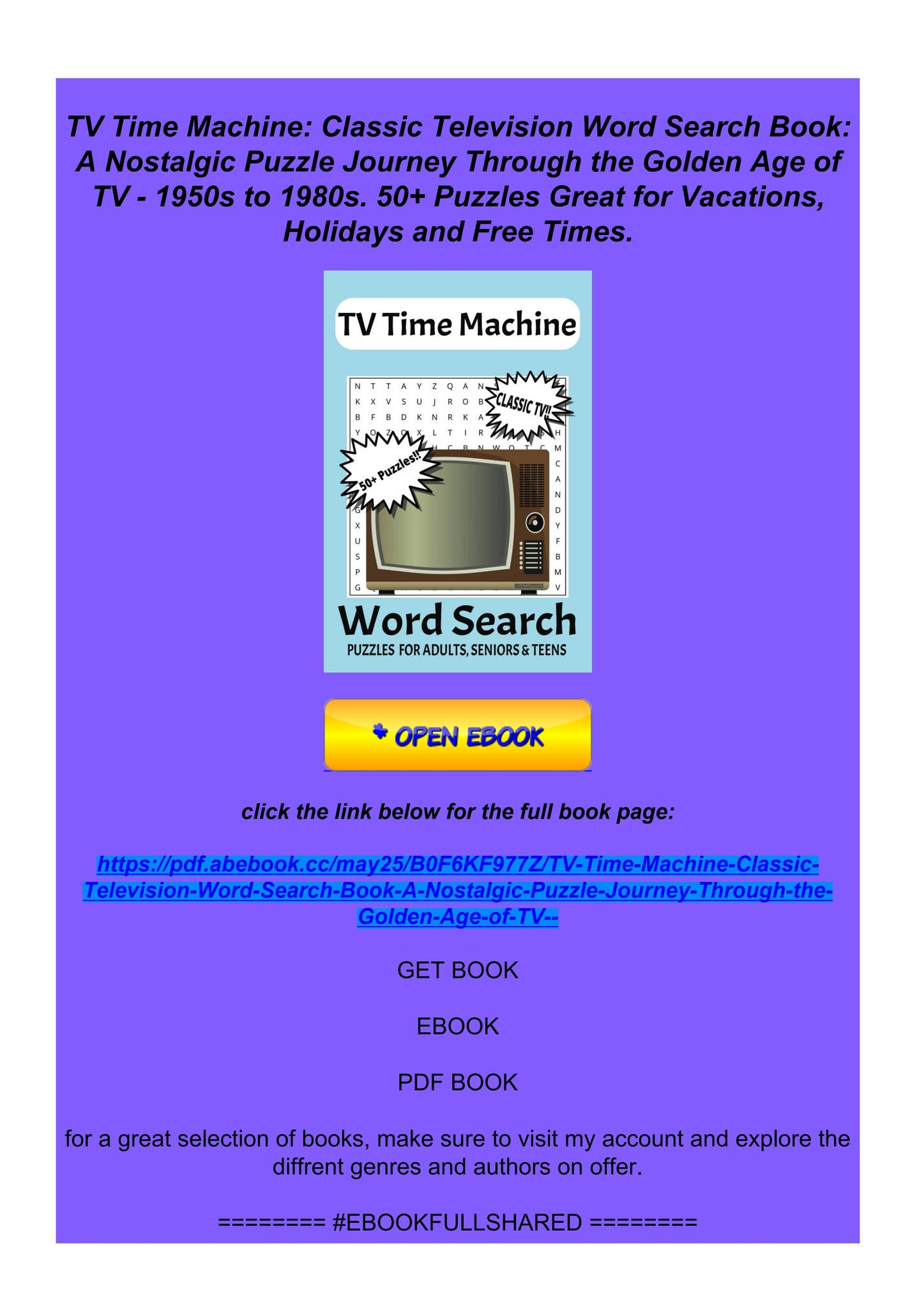 PDF/READ TV Time Machine: Classic Television Word Search Book: A Nosta ...