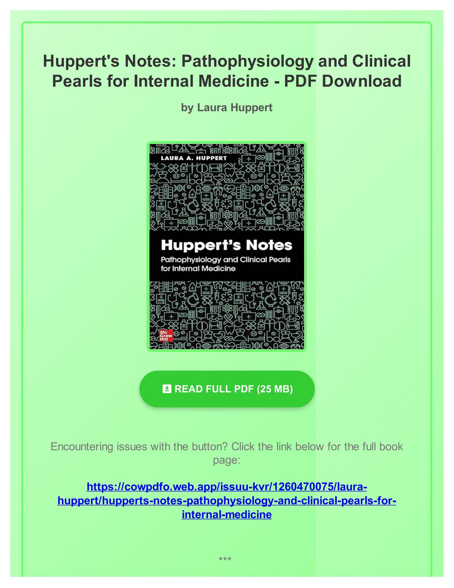 Huppert's Notes Rounding PDF Huppert's Notes: Pathophysiology and Clinical Pearls for Internal ...