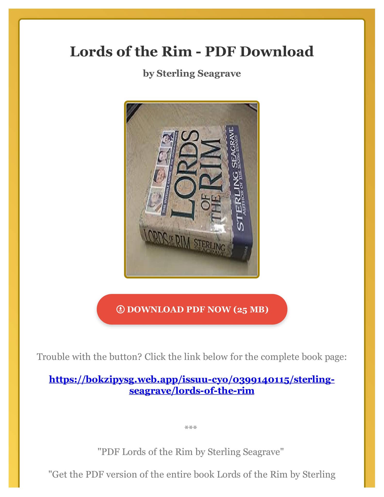 Simple Rim Pdf PDF Lords of the Rim by Sterling Seagrave by rohansrge - Issuu