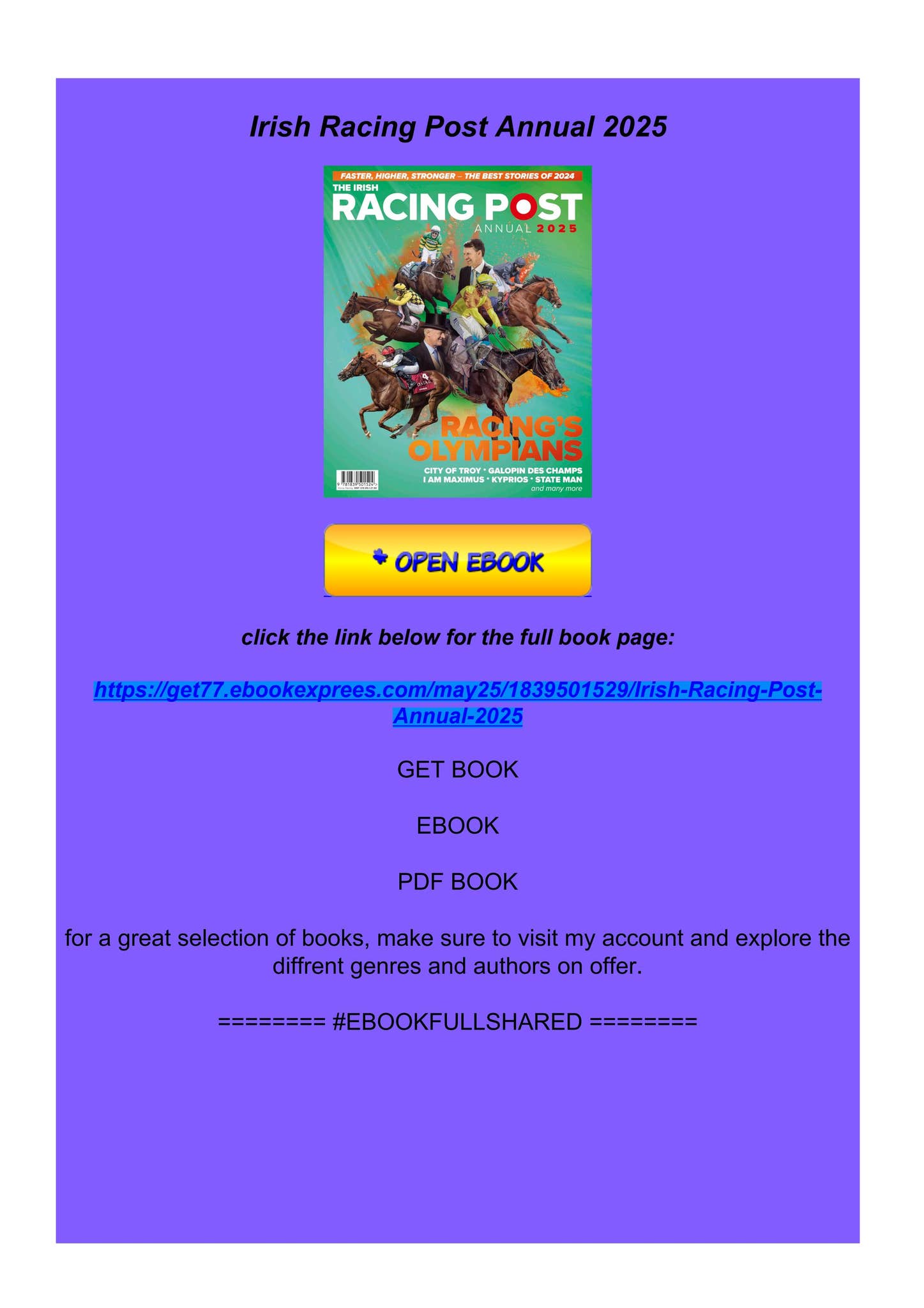 Irish Racing Post PDF/READ Irish Racing Post Annual 2025 by mziatorelia - Issuu