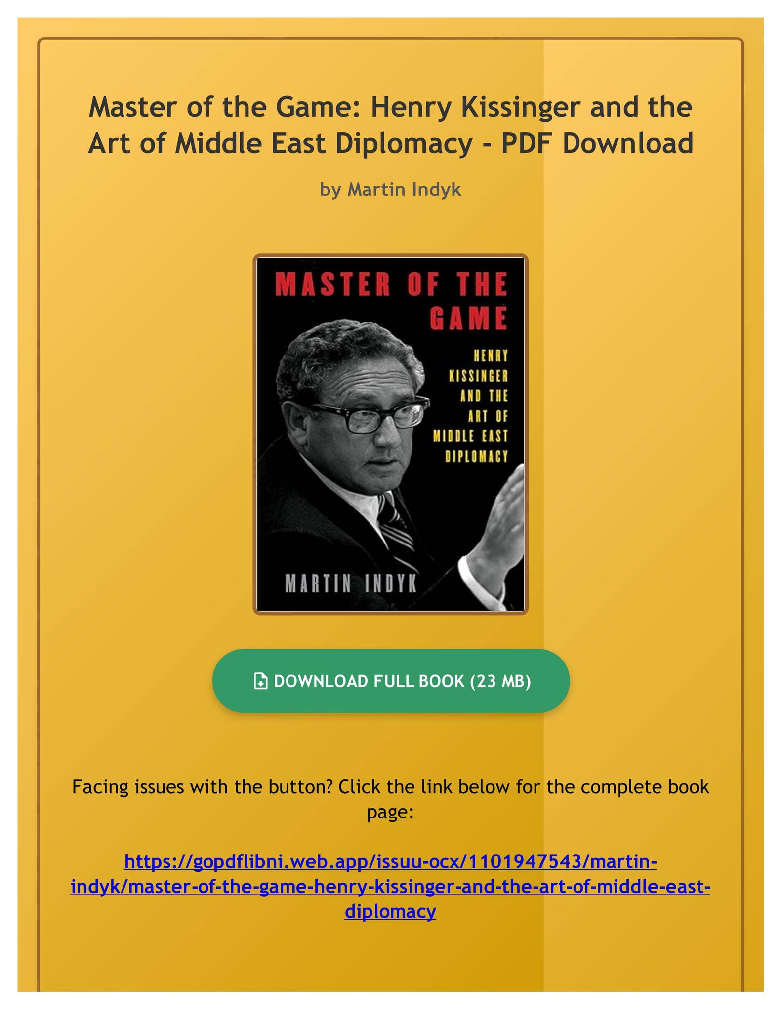 Ebook Master of the Game: Henry Kissinger and the Art of Middle East ...