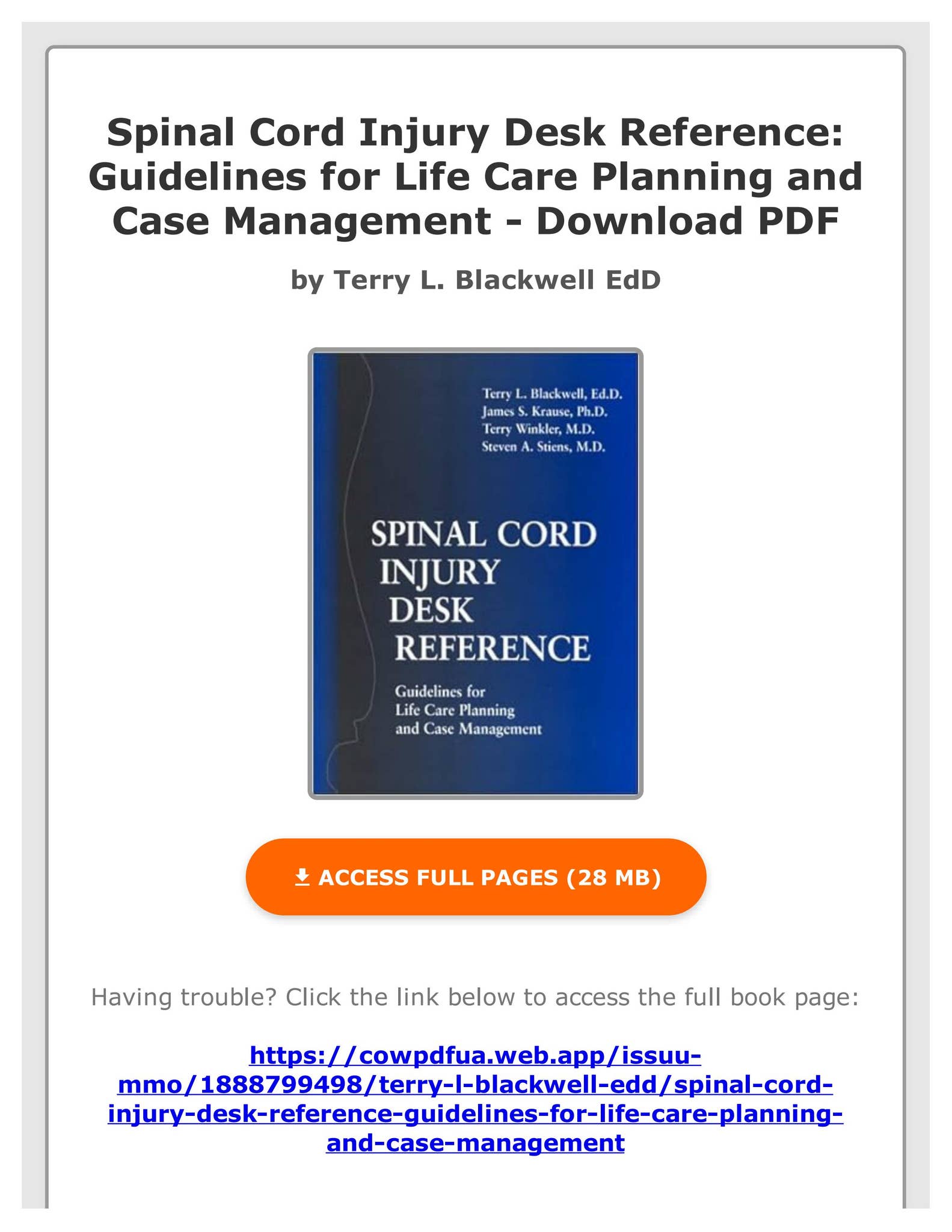 PDF Spinal Cord Injury Desk Reference: Guidelines for Life Care ...