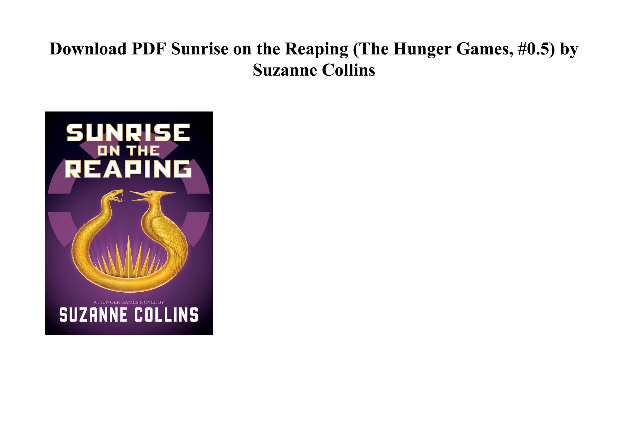 [PDF] Sunrise on the Reaping (The Hunger Games #0.5) Book Download by ...