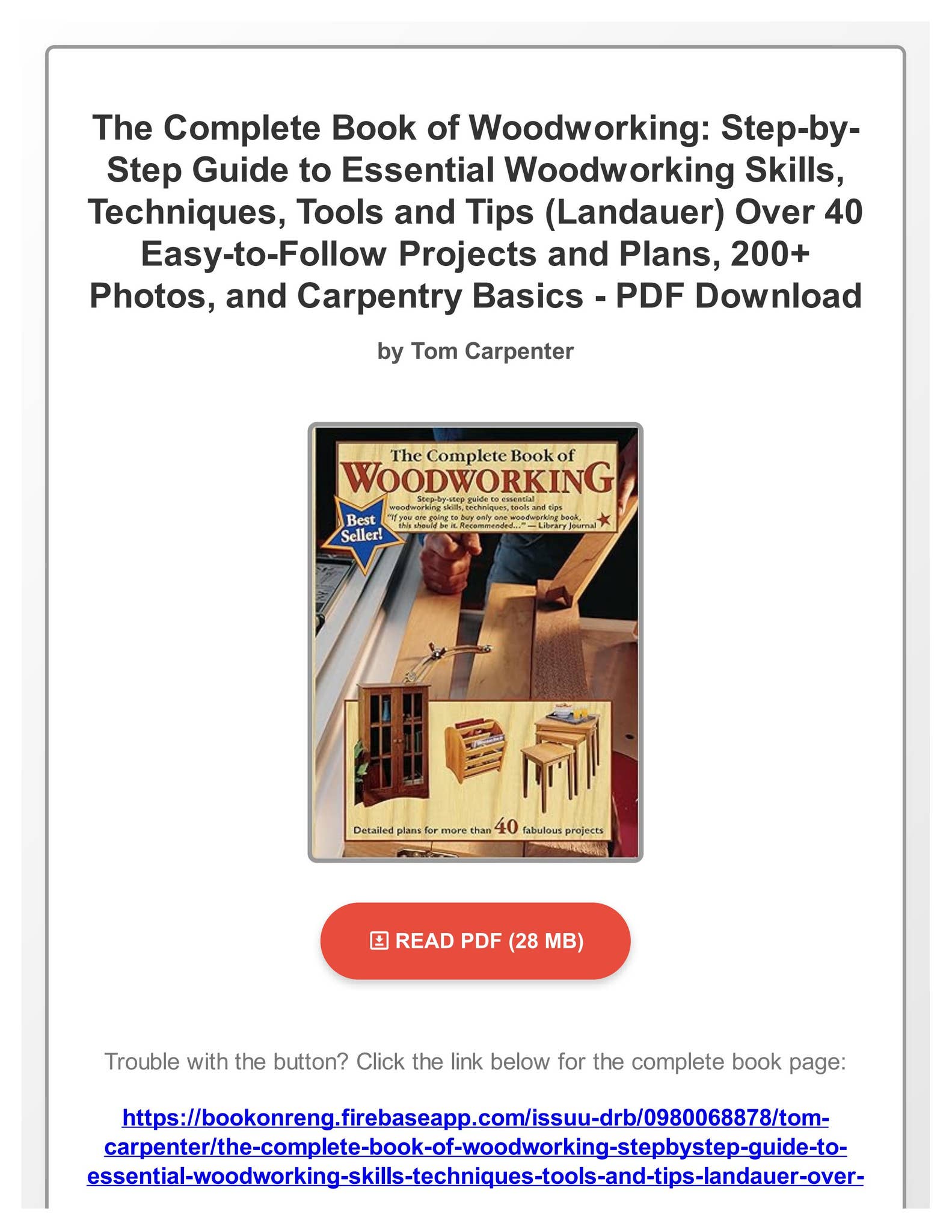 (PDF Download) The Complete Book of Woodworking: Step-by-Step Guide to ...