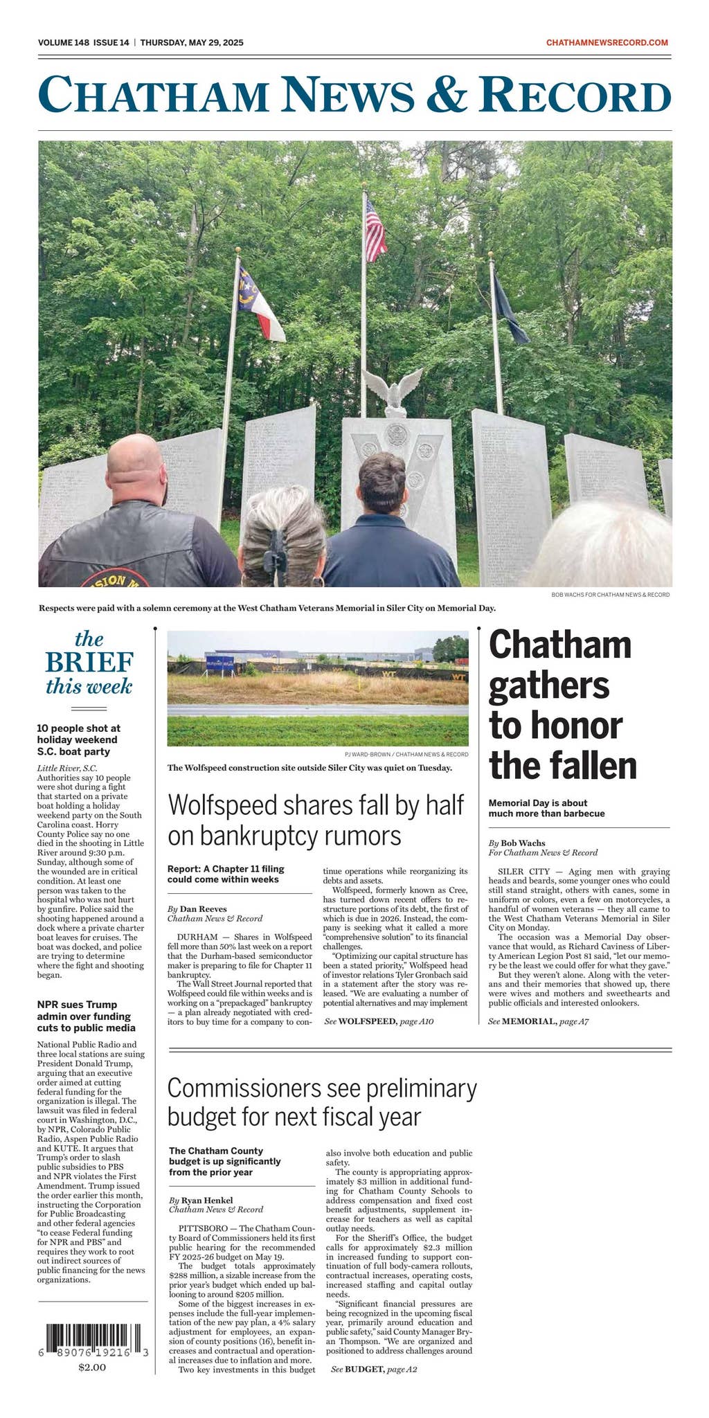 Chatham News &amp; Record Vol. 148, Issue 14 by North State Journal - Issuu