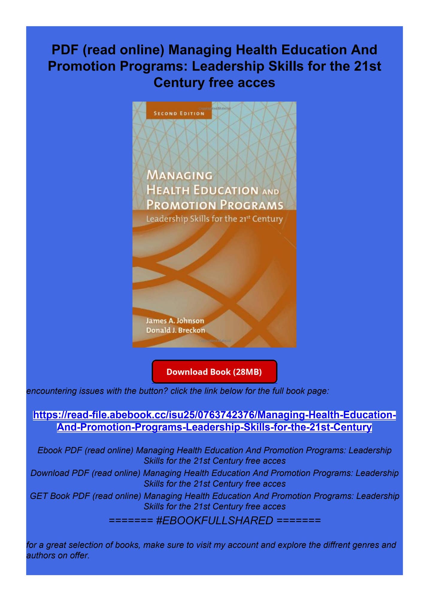 PDF (read online) Managing Health Education And Promotion Programs ...