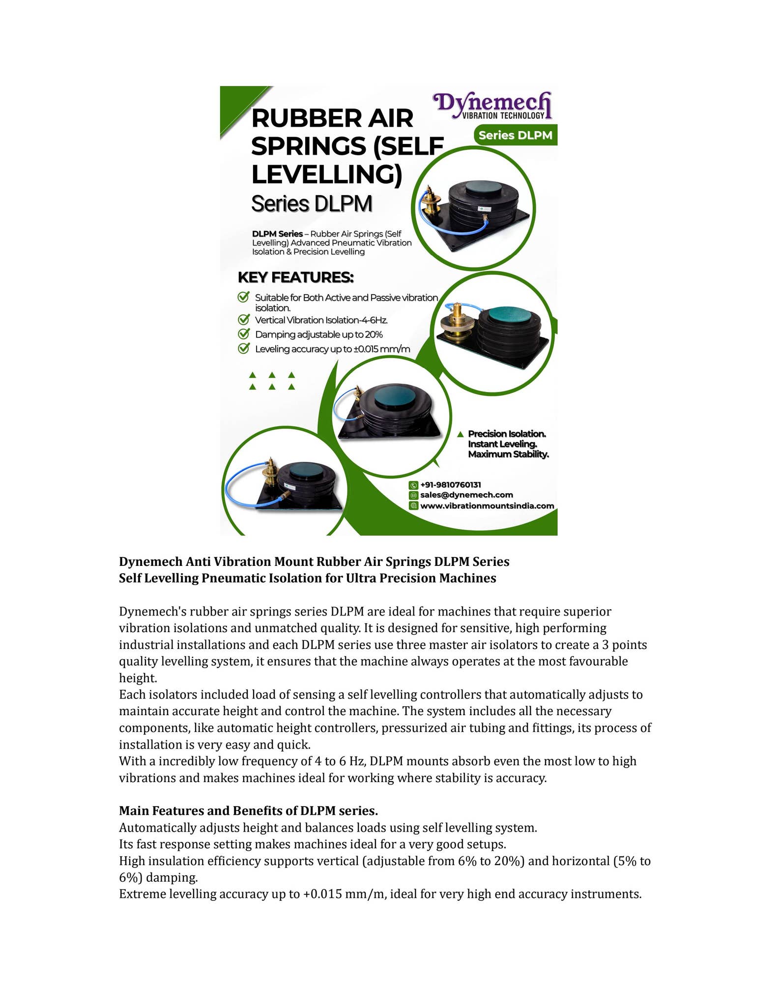 Dynemech Anti Vibration Mount Rubber Air Springs DLPM Series Self ...