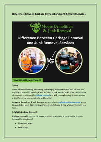 Difference Between Garbage Removal and Junk Removal Services by Moose ...