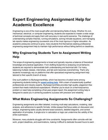 Expert Engineering Assignment Help for Academic Excellence by Naomi ...
