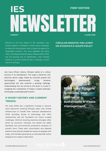 IES Newsletter First Edition by Inter ethiopia solutions - Issuu