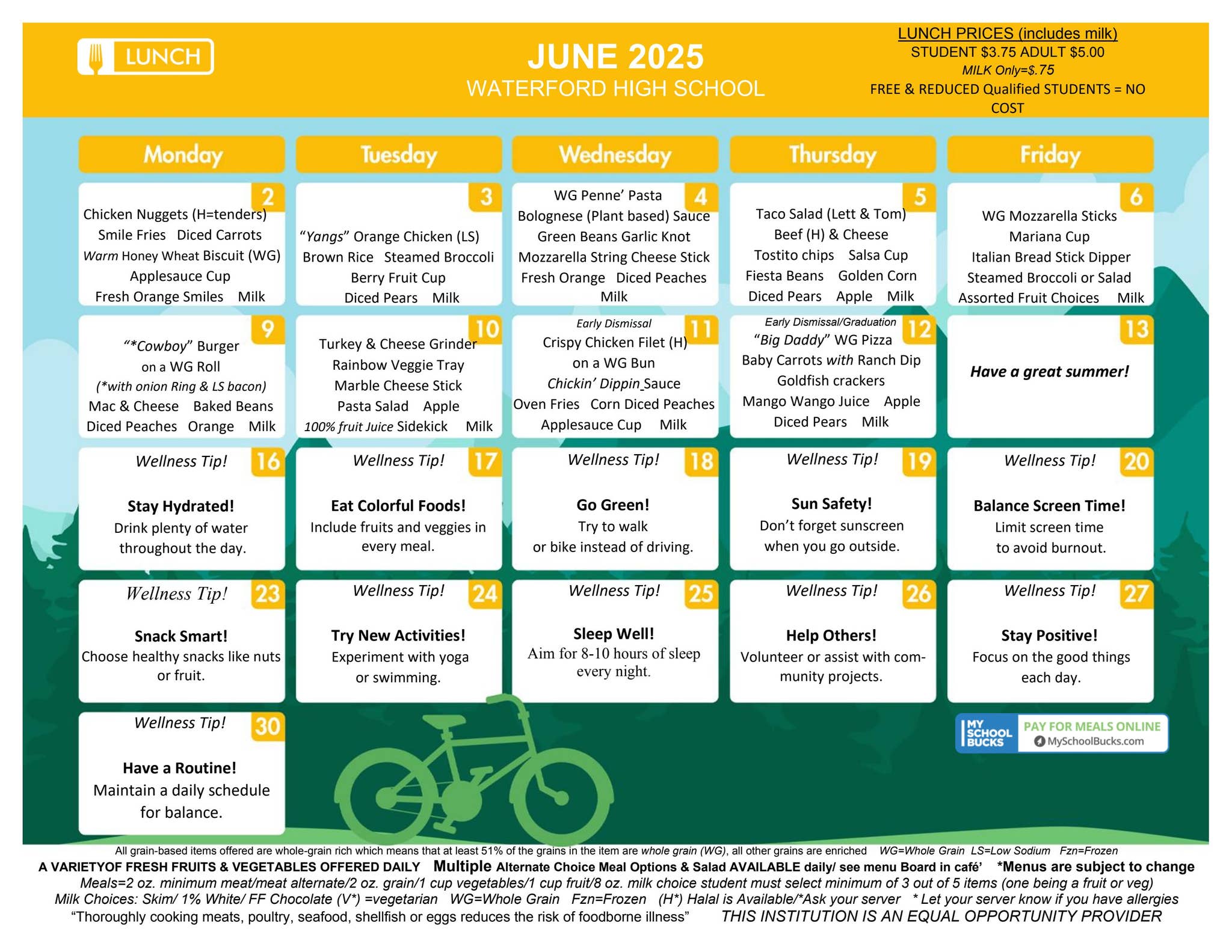 WHS Lunch Menu by Waterford Public Schools Issuu