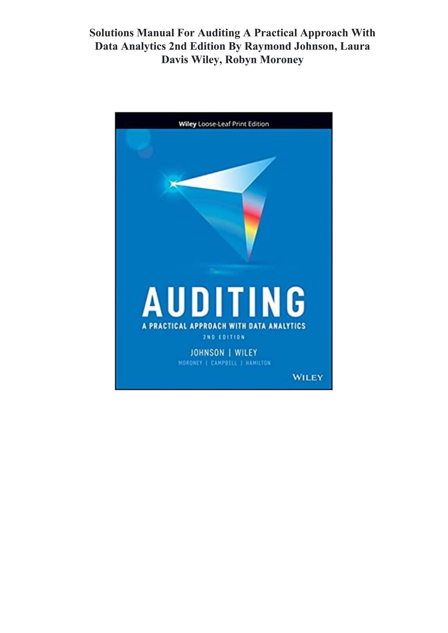 Solutions Manual For Auditing A Practical Approach With Data Analytics ...
