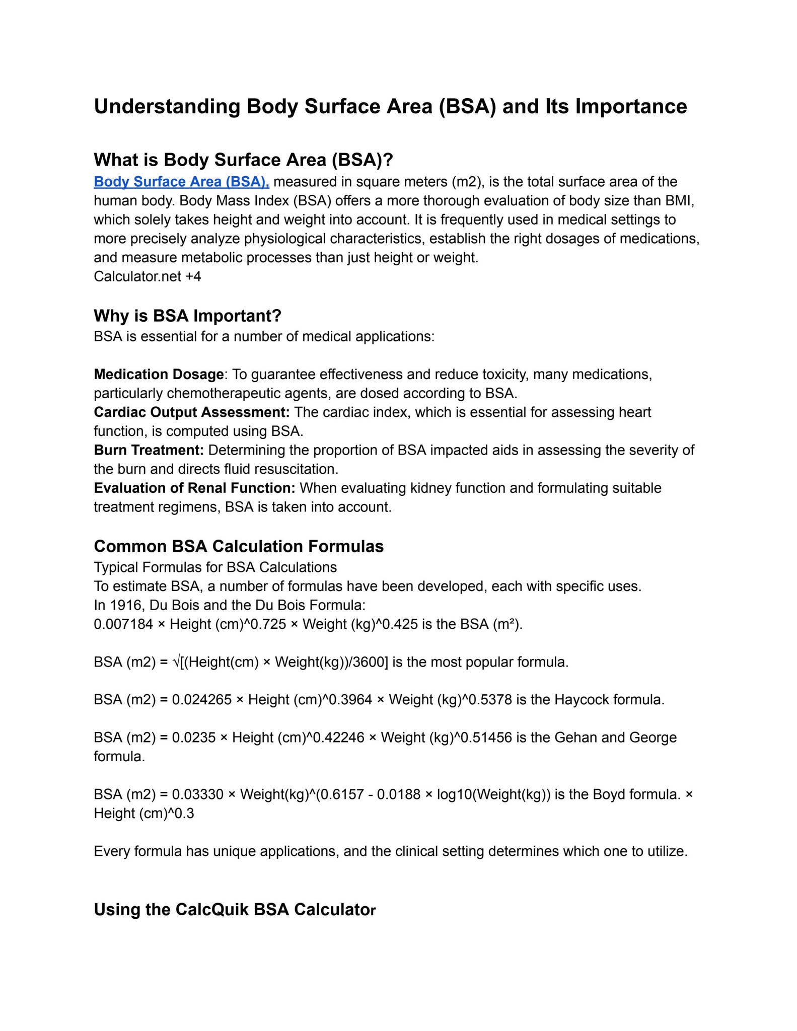 Understanding Body Surface Area (BSA) and Its Importance by Amy Lee ...