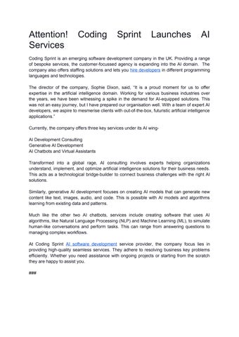 Attention! Coding Sprint Launches AI Services by Coding Sprint - Issuu