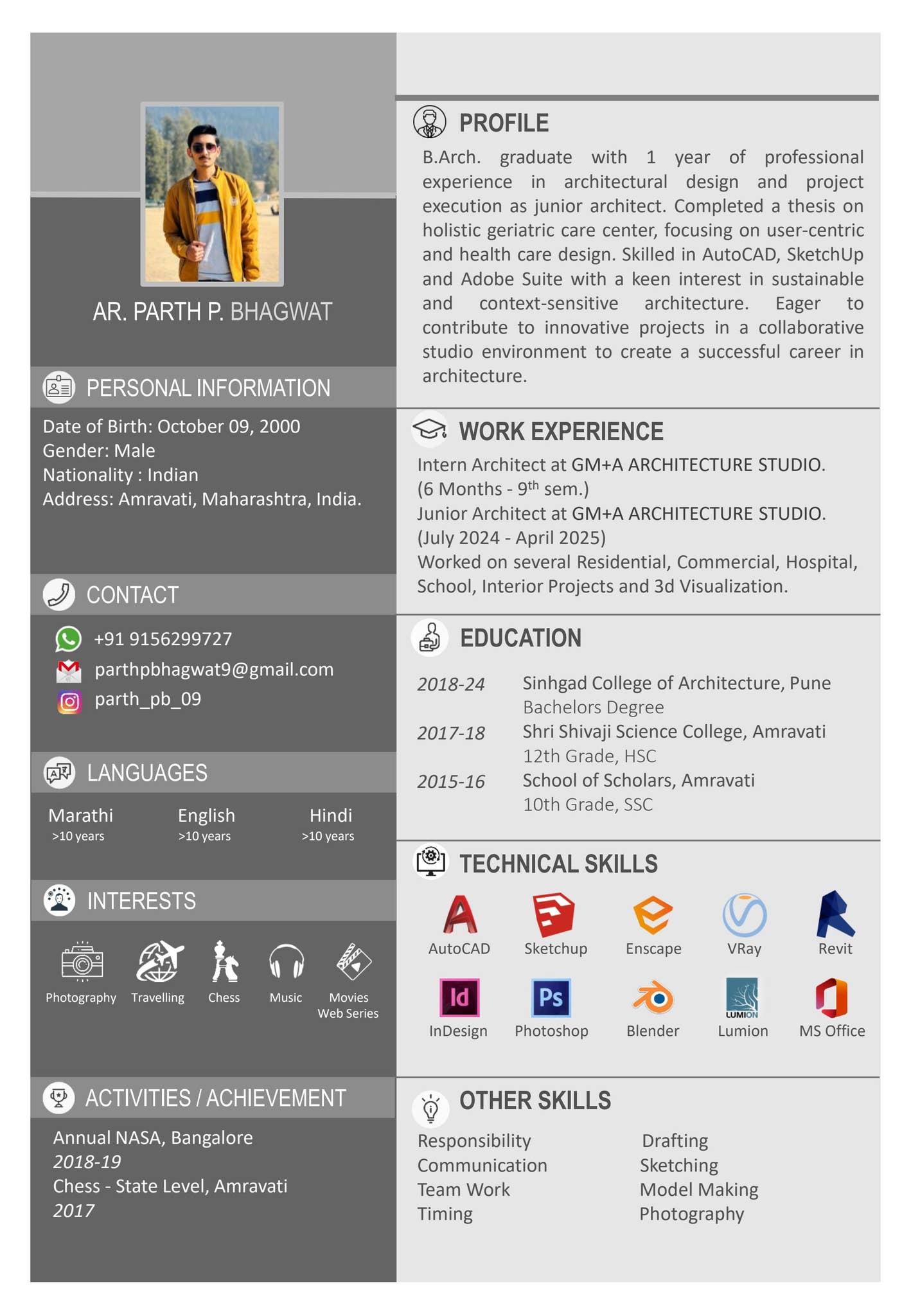 Resume Junior Architect Parth - Page 1 Social Preview