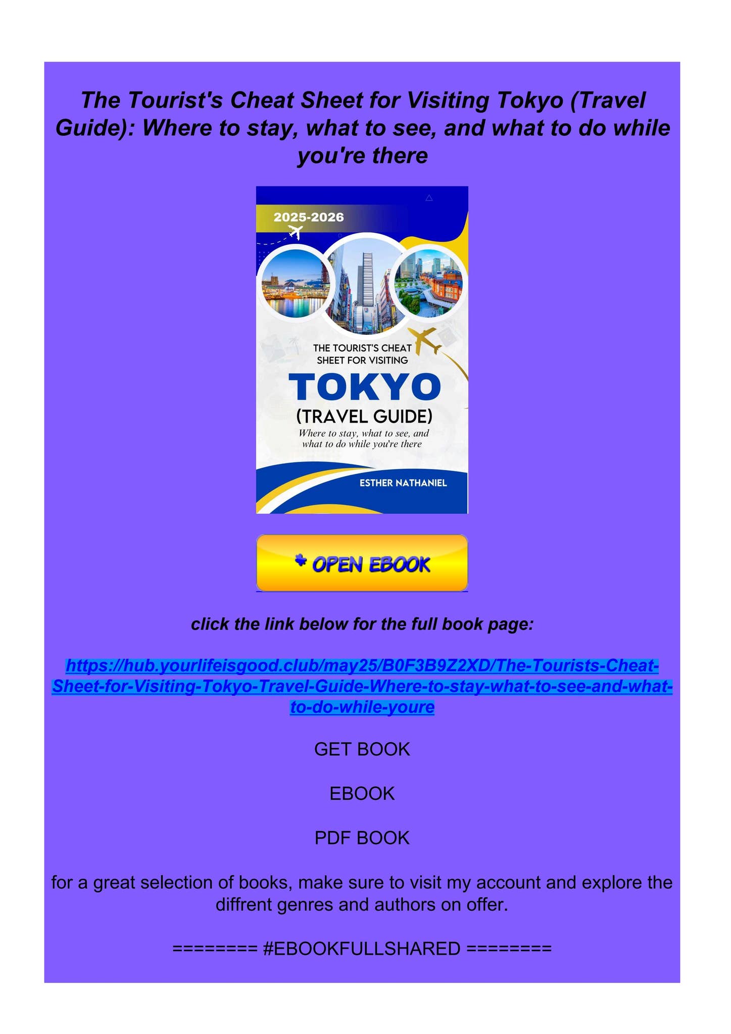 PDF Read Online The Tourist's Cheat Sheet for Visiting Tokyo (Travel G by marissaconnera - Issuu