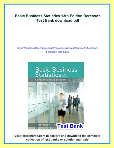 Basic business statistics 13th edition berenson test bank - All Chapter ...