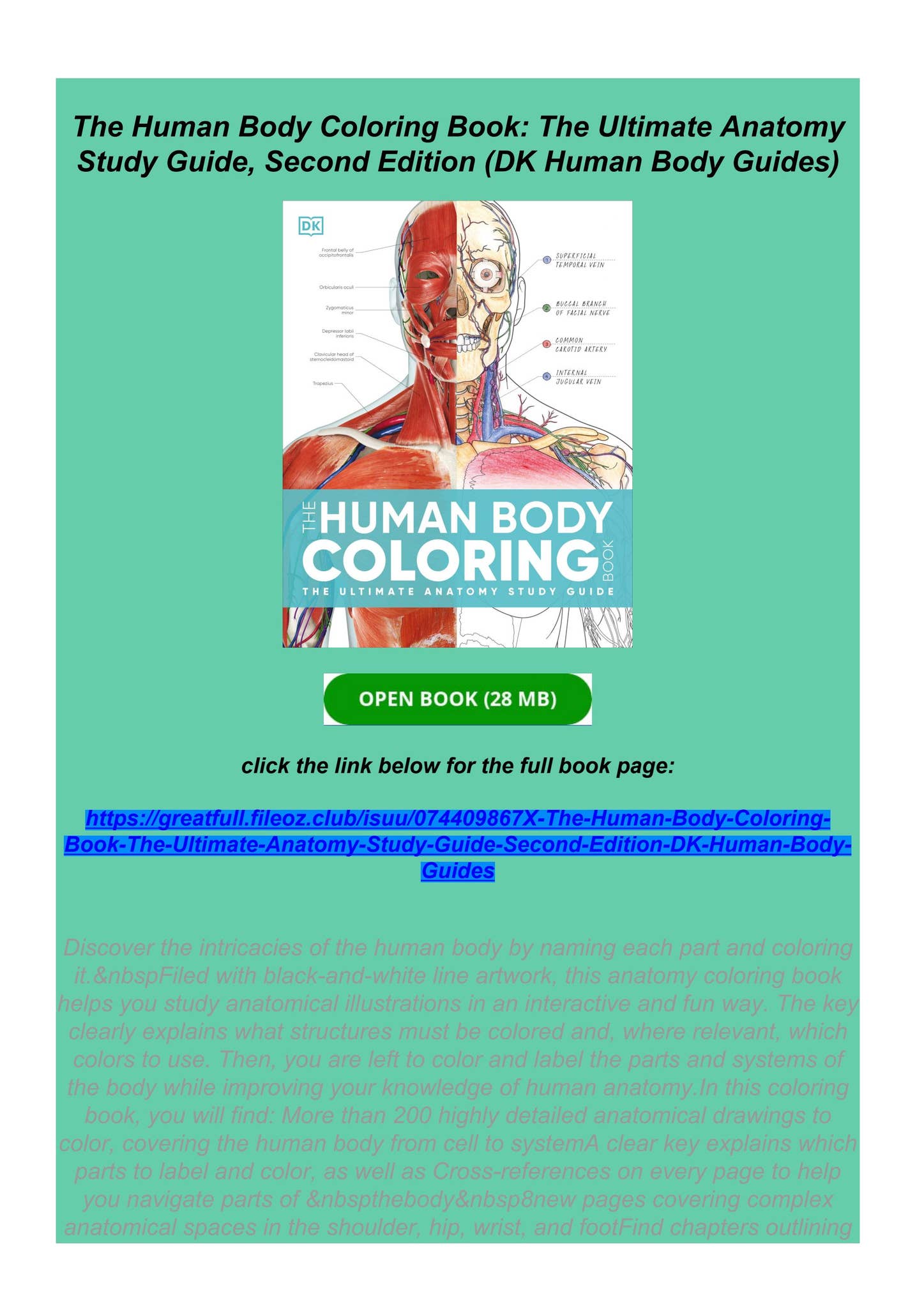 get ebook The Human Body Coloring Book: The Ultimate Anatomy Study ...