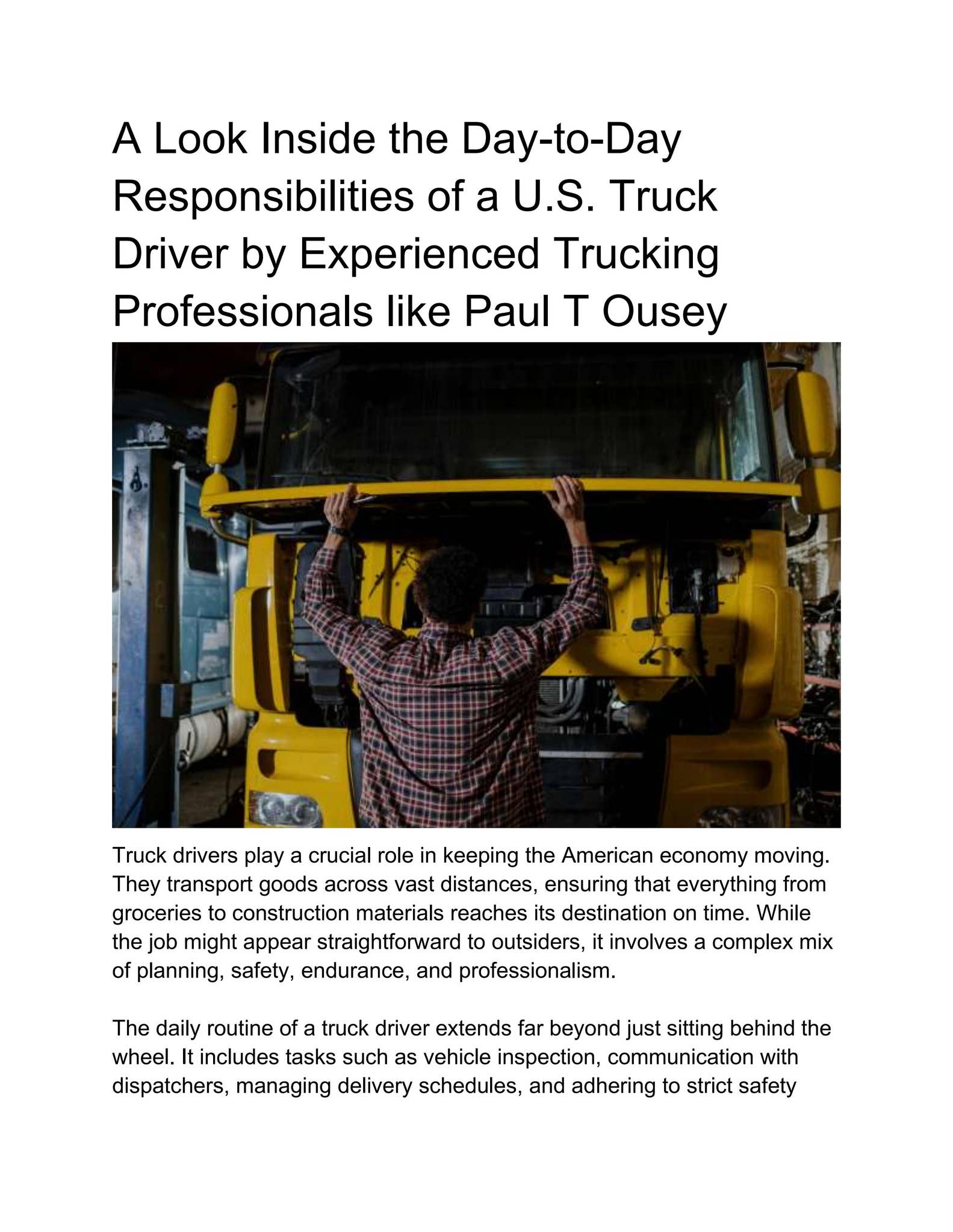 A Look Inside the Day-to-Day Responsibilities of a U.S. Truck Driver by ...