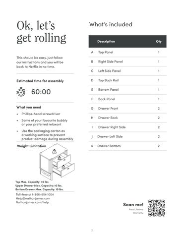 nathanjameshome 家具目录 · Solace 床头柜 Instruction Sheet 32731 第 2 页