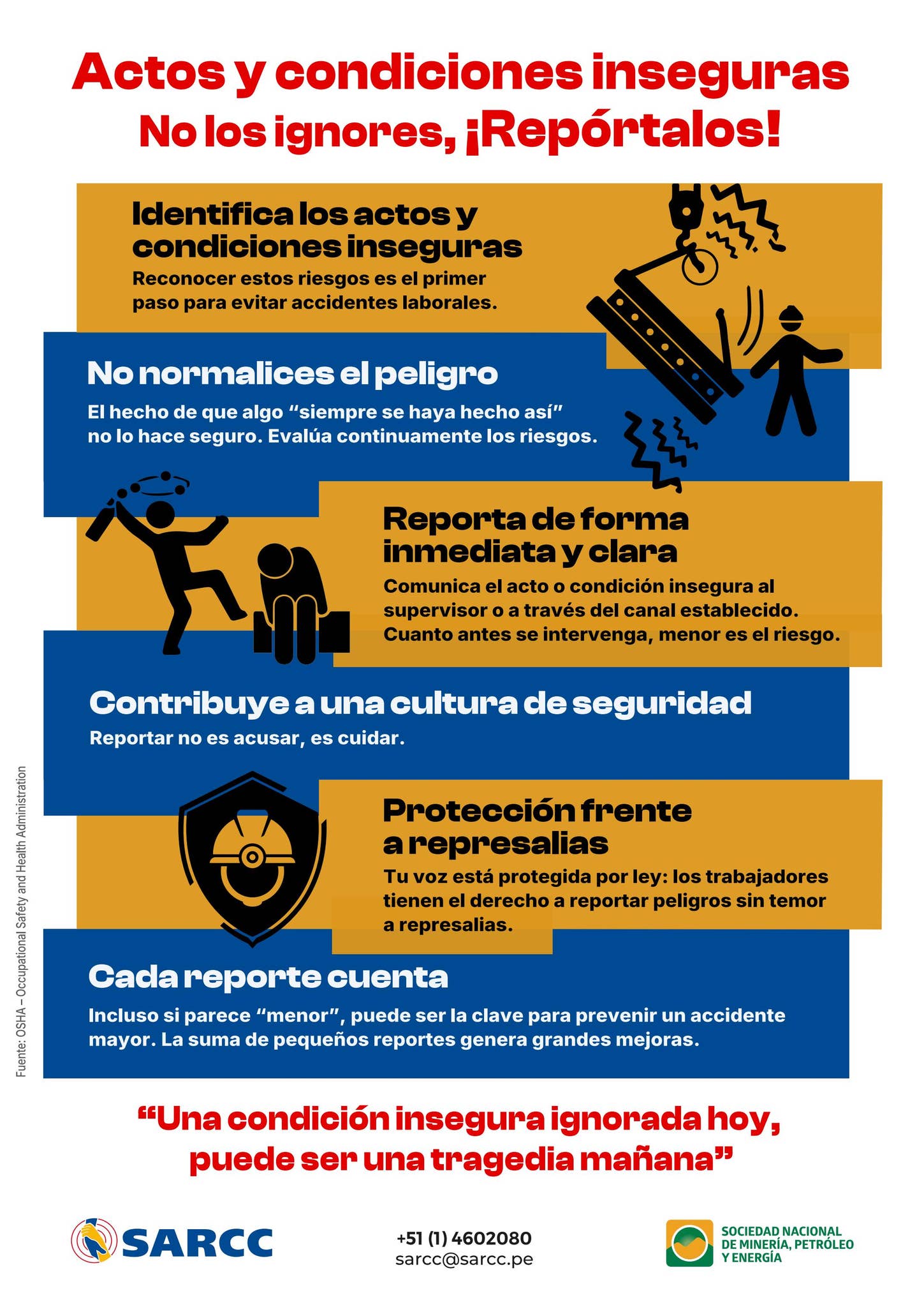 Reportar Condiciones Afiche: Actos y condiciones inseguras nos los ignores, repórtalos by ...