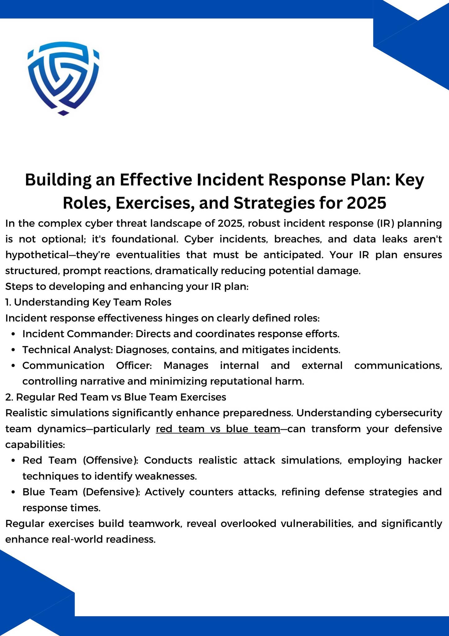 Building an Effective Incident Response Plan Key Roles, Exercises, and ...