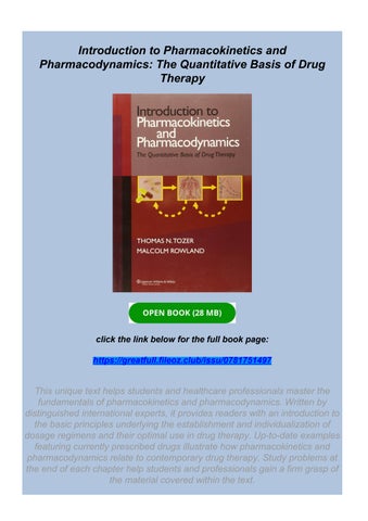 Ebook Introduction to Pharmacokinetics and Pharmacodynamics: The Quantitative Basis of Drug ...