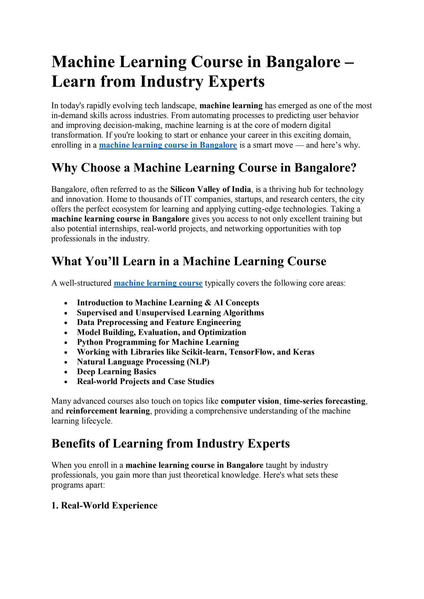 Machine Learning Course in Bangalore (2) by nearlearn21 - Issuu