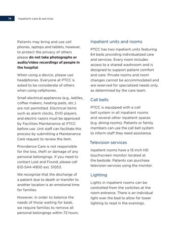 Providence Transitional Care Centre Patient Handbook 第 16 页